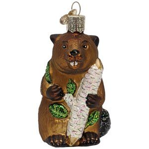 Old World Christmas Eager Beaver Glass Blown Ornament Wildlife Animal 2005